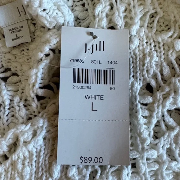 NWT J. Jill White Crochet Cotton Knit Sweater size Large - Picture 8 of 15